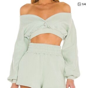Camila Coelho High-Waist Lounge Shorts and cropped sweat set